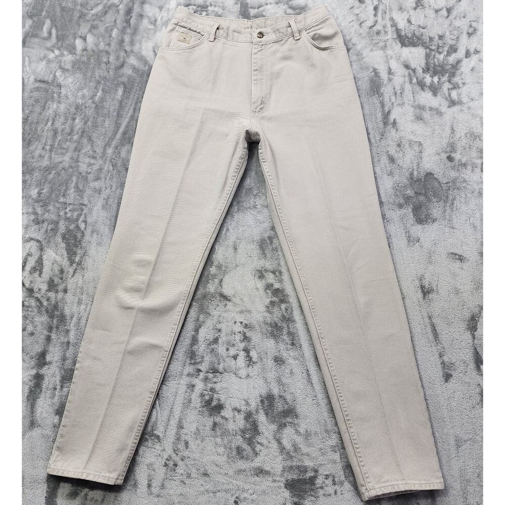 Vintage Wrangler Jeans Womens 32 Light Gray Beige High Rise‎ Tapered Western Mom